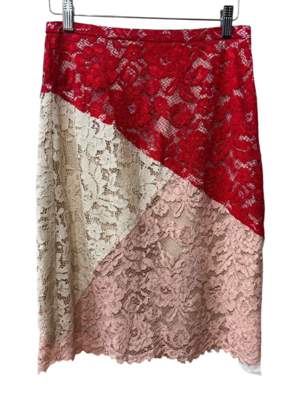 Candela Pink Beige & Orange Lace Skirt Size Small